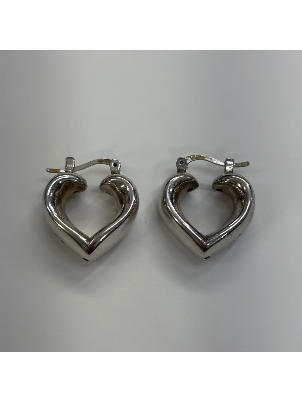 Puffy Heart sterling silver hoops earrings vintage 90s
